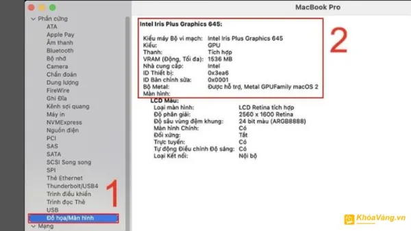 Trong danh sách các phần cứng, tìm và chọn mục "Graphics/Displays"