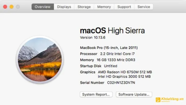 Trong cửa sổ "About This Mac", chọn tab "Overview"