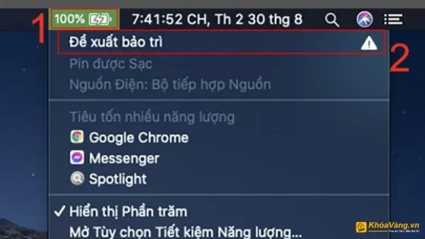 Kiểm tra tình trạng pin MacBook trên thanh menu