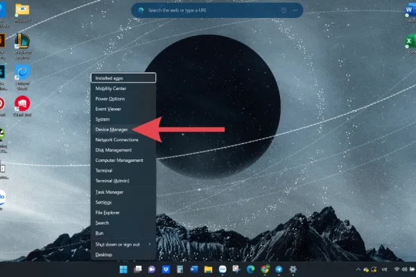 Bước 1: Nhấn tổ hợp phím "Windows + X" trên bàn phím để mở menu ngữ cảnh.