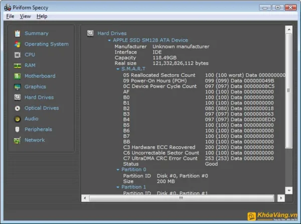 Cách dùng Speccy khá giống HWiNFO