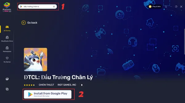 Cài đặt game đấu trường chân lý chơi giả lập trên Blúetacks