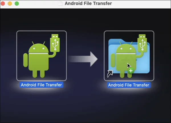 kéo thả file Android File Transfer vào thư mục Applications.