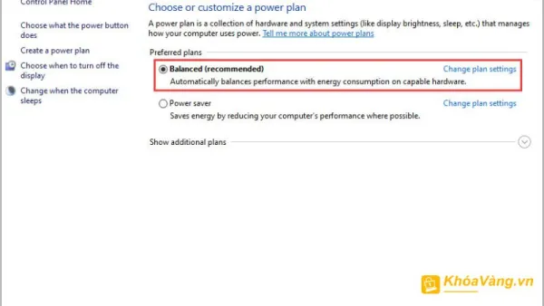 Chọn Balanced nếu PC, laptop của bạn đang bật Power saver. 