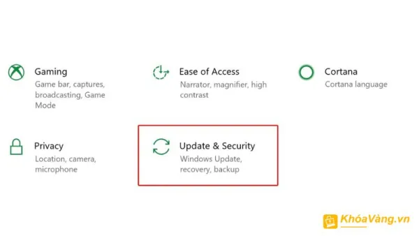 Chọn “Update & Security”