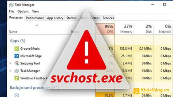 Lỗi CPU quá tải 99% do Svchost.exe