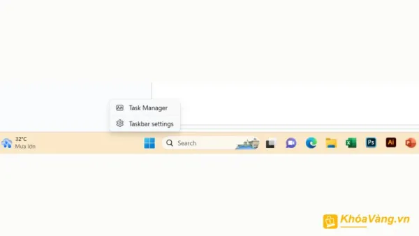 Nhấp chuột phải vào thanh Taskbar ở phía dưới cùng của màn hình và chọn "Taskbar settings"