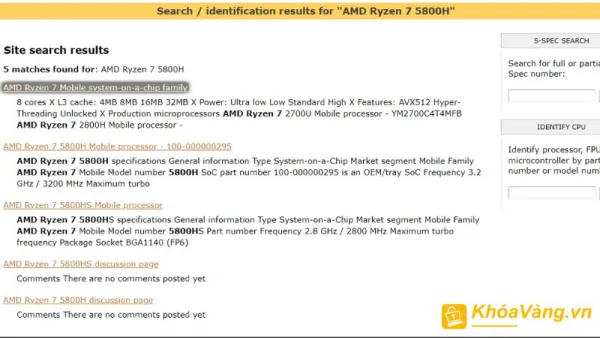 Chọn CPU muốn biết thông tin trong danh sách hiện ra