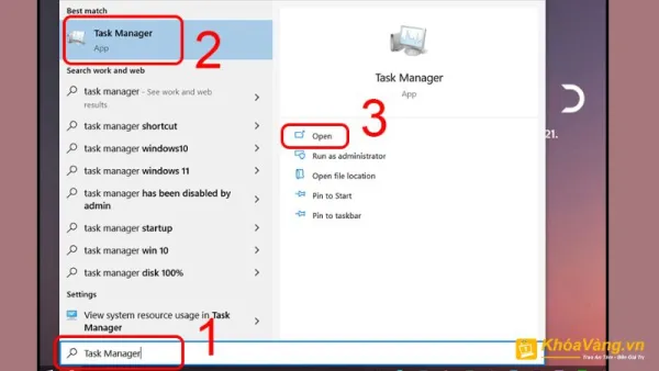 Mở Task Manager