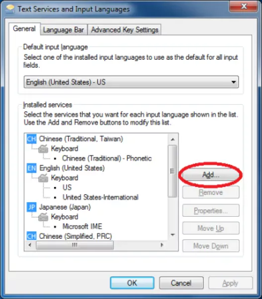 “Add Input Language”. 