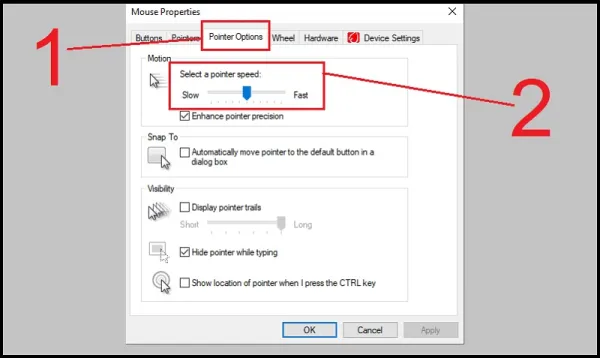 Cách chỉnh tốc độ chuột win 10 