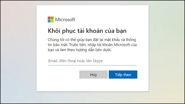 Cách đặt lại mật khẩu bằng tài khoản mail Outlook