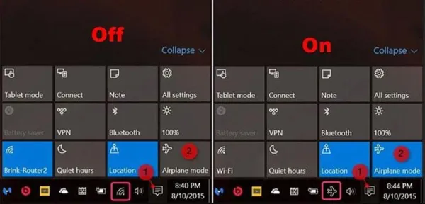 Cách tắt chế độ máy bay trên máy tính bằng Action Center