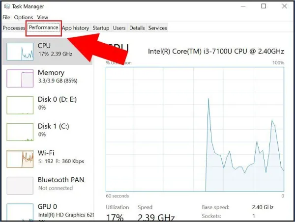 Kiểm tra cấu hình máy tính bằng mục Task Manager