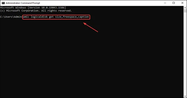 Kiểm tra dung lượng ổ cứng trống bằng Command Prompt