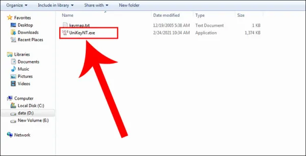 Nhấp chọn file UniKeyNT.exe.