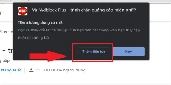  Tải tiện ích Adblock Plus về máy tính.