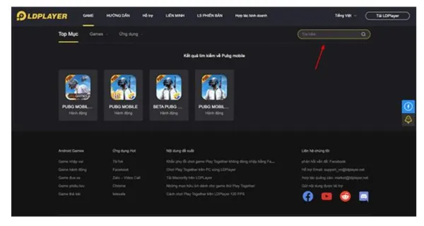 Tìm kiếm PUBG MOBILE VN trên thanh tìm kiếm trên máy của bạn 