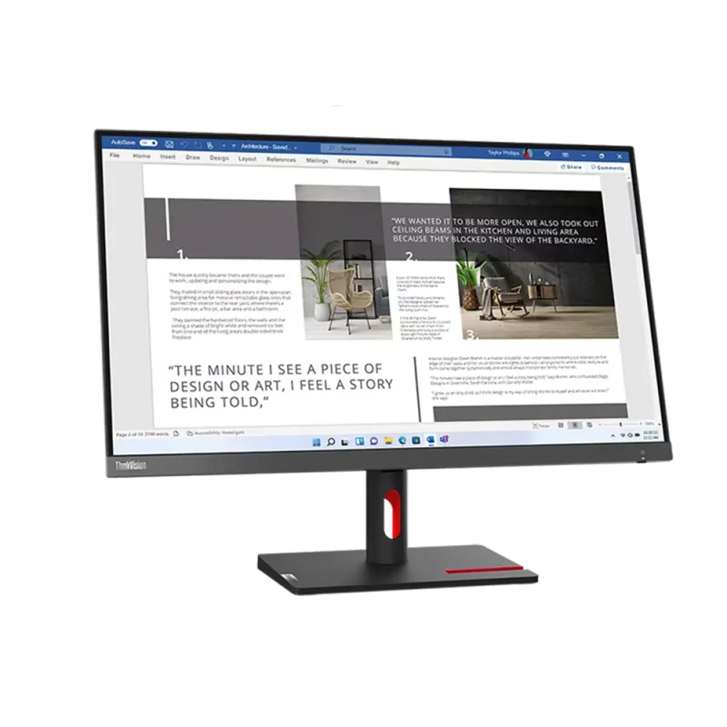 Thiết kế viền mỏng màn hình Lenovo ThinkVision S27i-30
