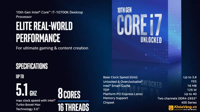 CPU Intel Core i7-10700k 8 core 16 Threads 3.8Ghz turbo 5.1Ghz 16M cache