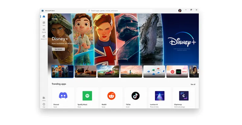 Giao diện Microsoft Store trên Windows 11
