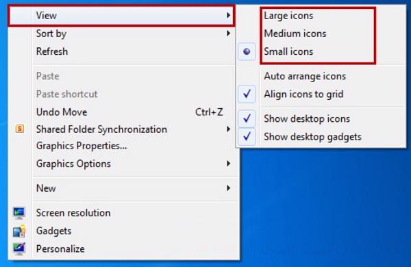 Thu nhỏ biểu tượng trên màn hình máy tính cài đặt Windows 10